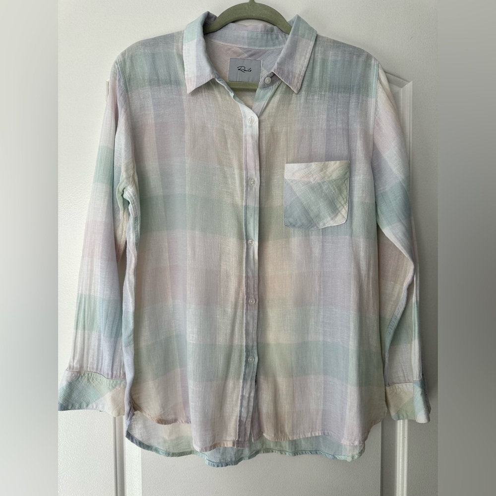 Rails Soft Pastel Plaid Linen Shirt